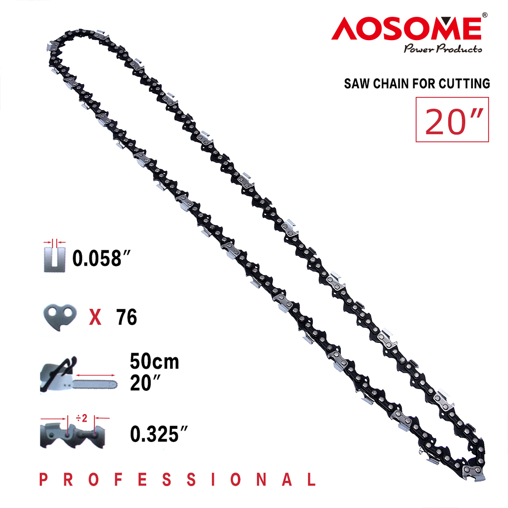 AOSOME Genuine 20” Chainsaw replacement saw chain 76 links .325 0.058”