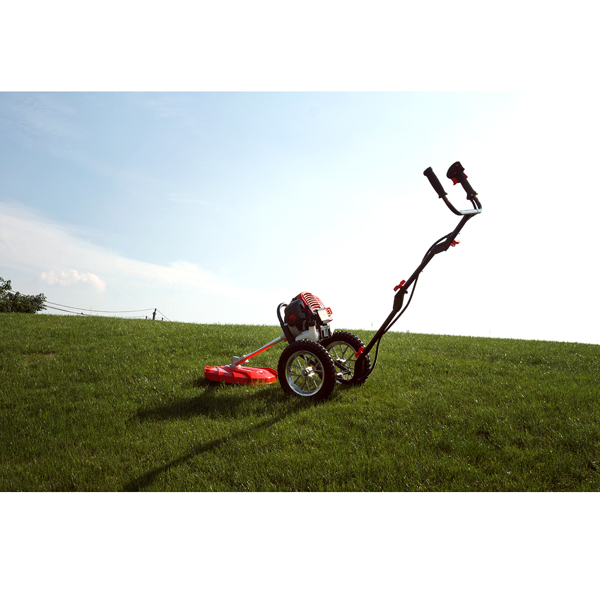 AOSOME 52cc 2-Stroke Petrol Wheeled Push Garden Grass Trimmer/Strimmer